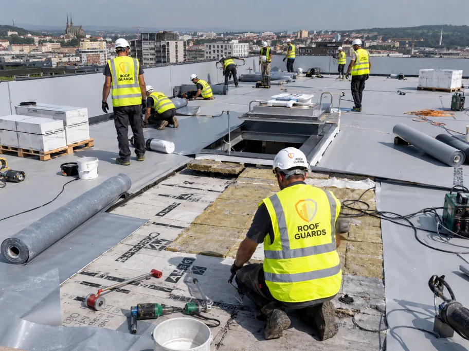 Rekonstrukce PVC hydroizolace ploché střechy bytového domu – Brno